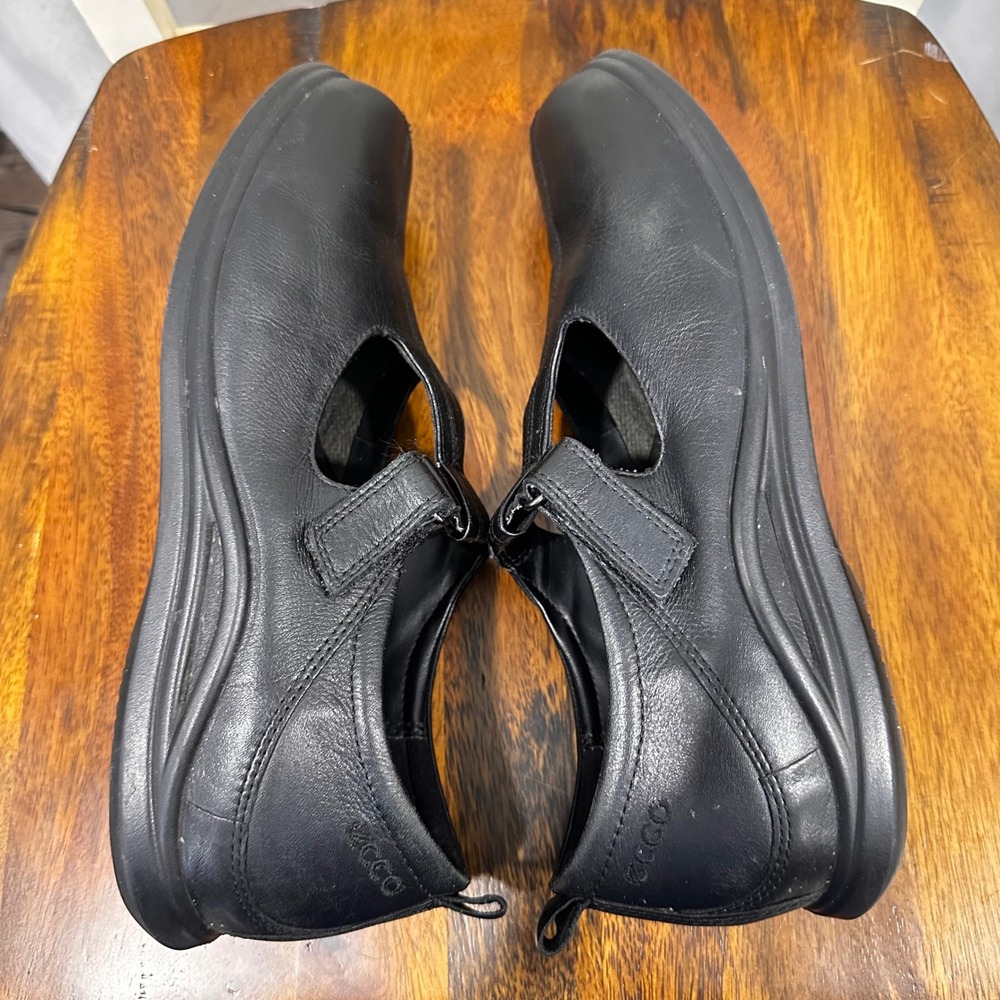 ECCO Mary Jane Flats Womens 42 Black Leather T-Strap Comfort‎ Walking Shoes - Picture 8 of 12